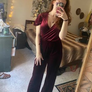 Gorgeous maroon velvet jumpsuit